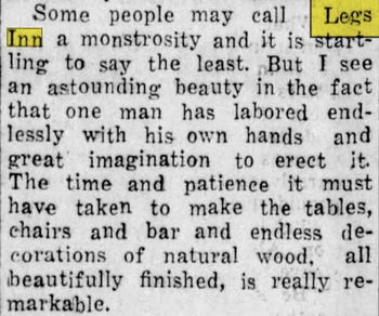 Legs Inn - July 1951 Article